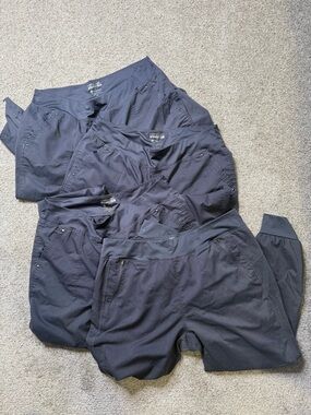 Set- 4 Purple Label Yoga Healing Hands Charcoal Gray Women's Scrub Pants XL Tall